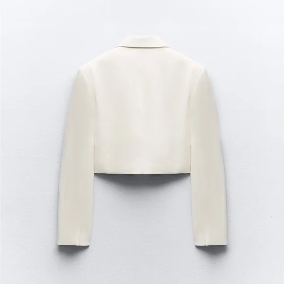 Zara blazer cropped double breasted oyster white - Picture 9 of 10